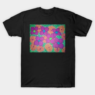 Bold Summer Abstract Flowers T-Shirt